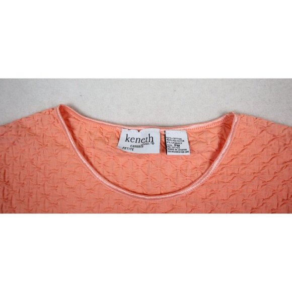 KENETH TOO CASUALS - WOMEN'S SALMON ORANGE TEXTURED T-SHIRT - PM - Picture 5 of 7